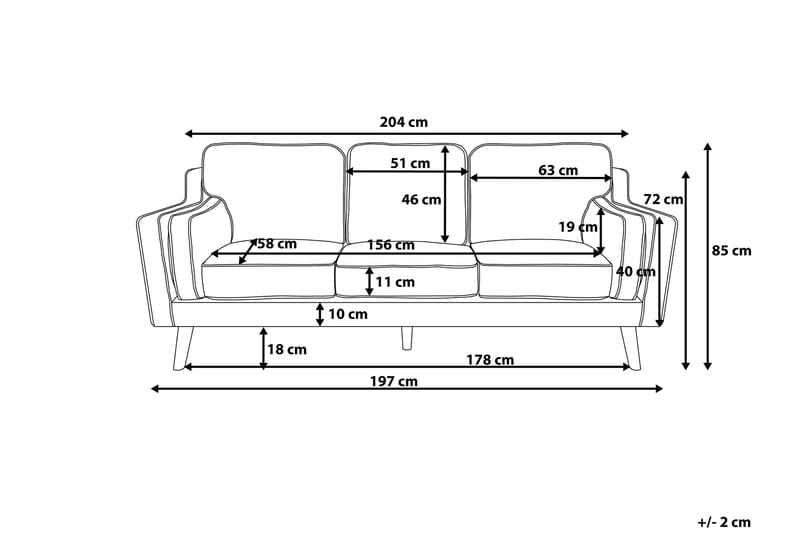 Sofa Sofa 3-pers - Brun - 3 personers sofa