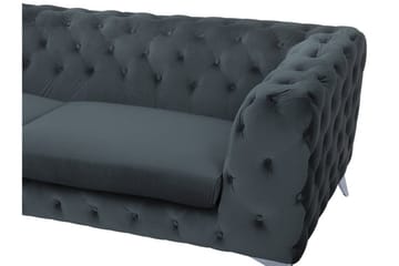 Sotra Dyb Chesterfield Fløjlssofa - Grå - Møbler - Sofaer - 3 personers sofa
