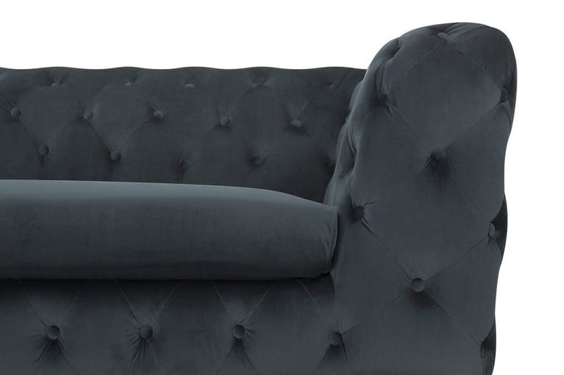 Sotra Dyb Chesterfield Fløjlssofa - Grå - Møbler - Sofaer - 3 personers sofa