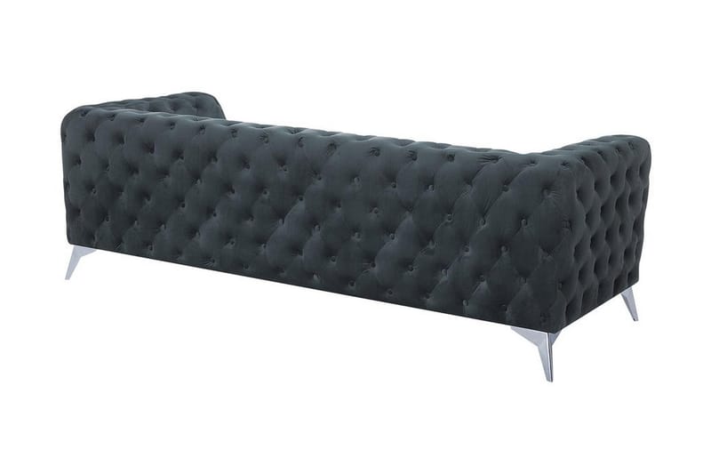 Sotra Dyb Chesterfield Fløjlssofa - Grå - Møbler - Sofaer - 3 personers sofa