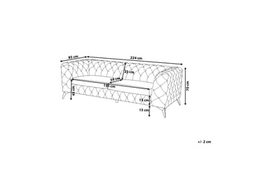 Sotra Dyb Chesterfield Fløjlssofa - Grå - Møbler - Sofaer - 3 personers sofa