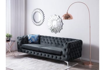 Sotra Dyb Chesterfield Fløjlssofa - Grå - Møbler - Sofaer - 3 personers sofa