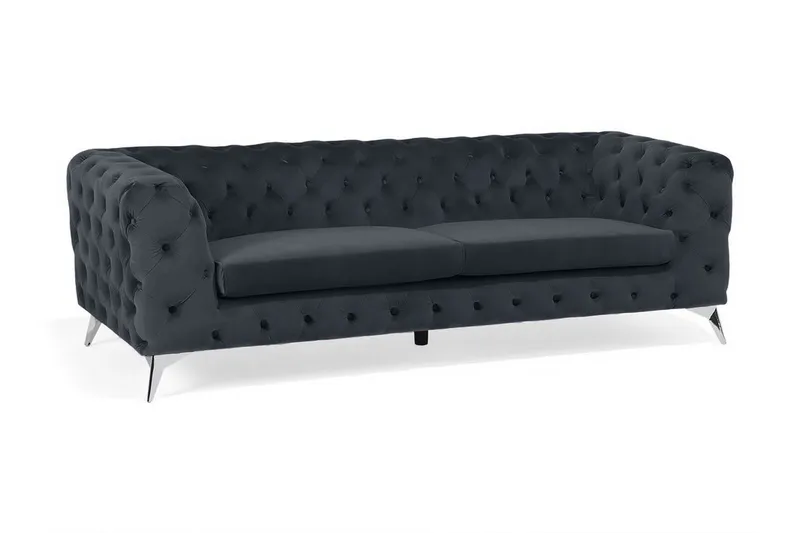 Sotra Dyb Chesterfield Fløjlssofa, Grå