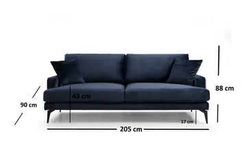 Sowka 3-Pers. Sofa - Blå - Møbler - Sofaer - 3 personers sofa
