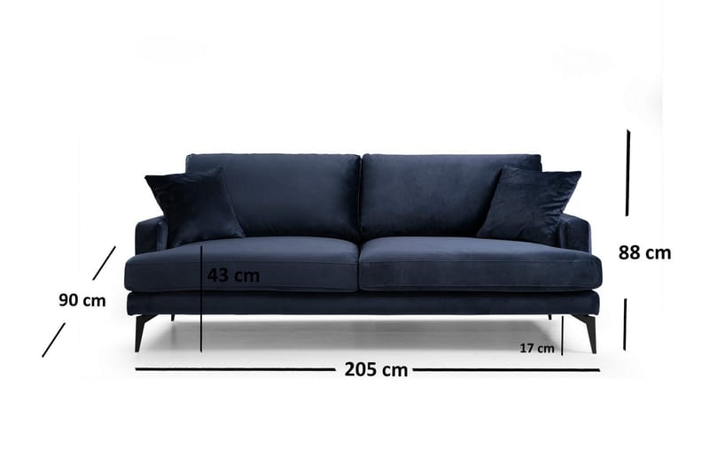 Sowka 3-Pers. Sofa - Blå - Møbler - Sofaer - 3 personers sofa