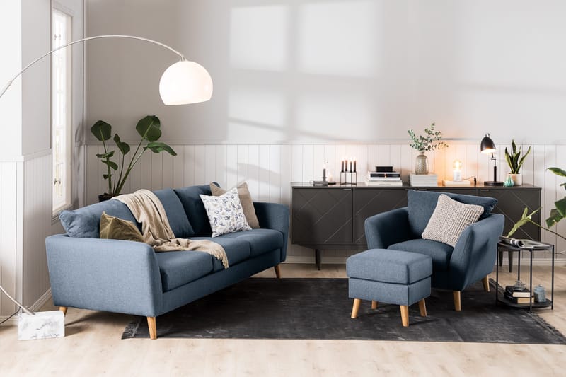 Trend 3-personers Stofsofa - Blå - Møbler - Sofaer - 3 personers sofa