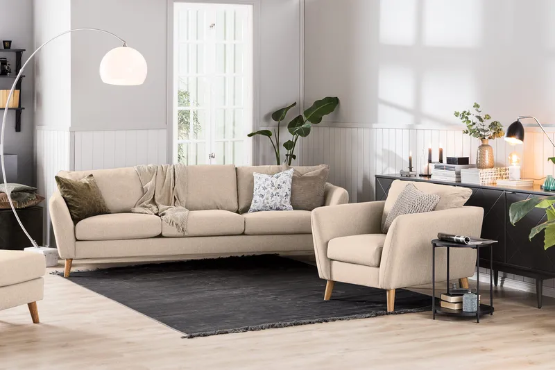 Trend 3-personers Stofsofa - Beige - Møbler - Sofaer - 3 personers sofa