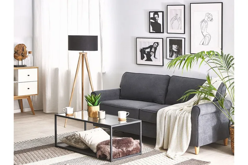 Warmoth Sofa med Rullearmlæn i Stof - Grå - Møbler - Sofaer - 3 personers sofa