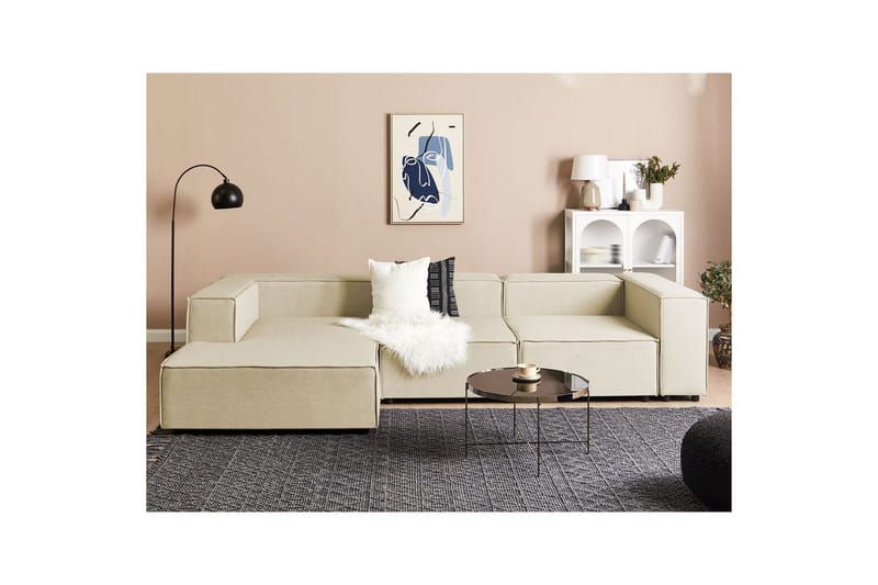 3-sits Hörnsoffa Beliani Aprica Högervänd Left-faced - Møbler - Sofaer - Sofa med chaiselong