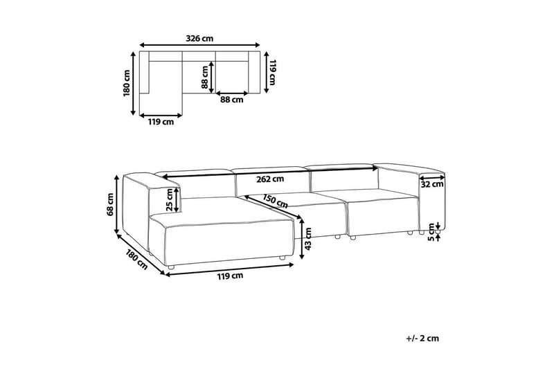 3-sits Hörnsoffa Beliani Aprica Högervänd Left-faced - Møbler - Sofaer - Sofa med chaiselong