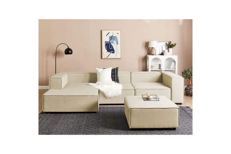 3-sits Hörnsoffa med fotpall Beliani Aprica Högervänd Left-faced - Møbler - Sofaer - Sofa med chaiselong