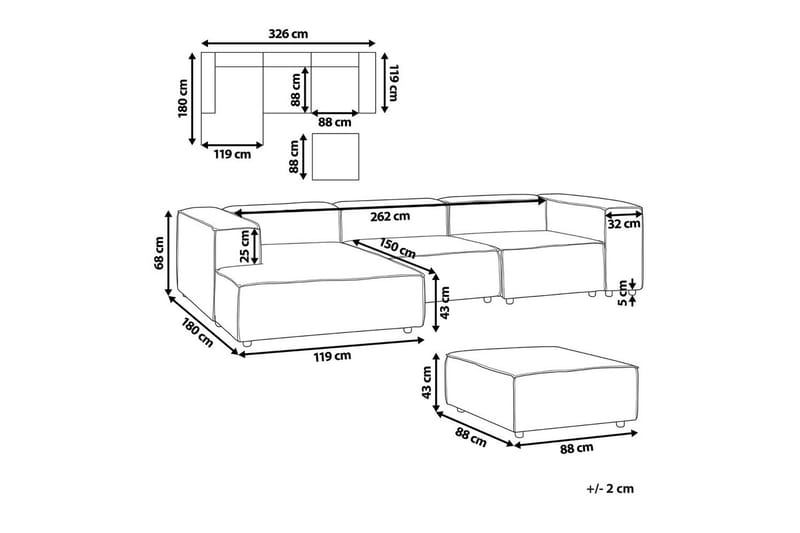 3-sits Hörnsoffa med fotpall Beliani Aprica Högervänd Left-faced - Møbler - Sofaer - Sofa med chaiselong