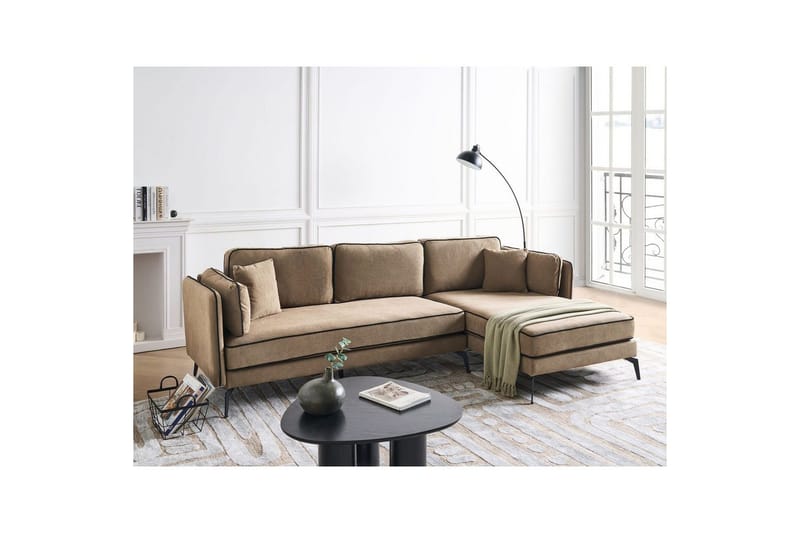 3-sitssoffa Beliani Altan Brun, Svart, Högervänd Beige Right-faced - Beige - Møbler - Sofaer - Sofa med chaiselong
