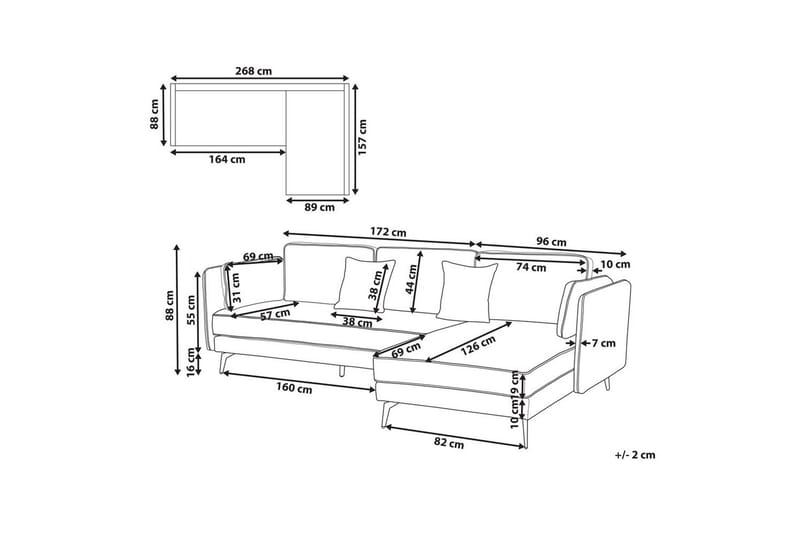 3-sitssoffa Beliani Altan Brun, Svart, Högervänd Beige Right-faced - Beige - Møbler - Sofaer - Sofa med chaiselong