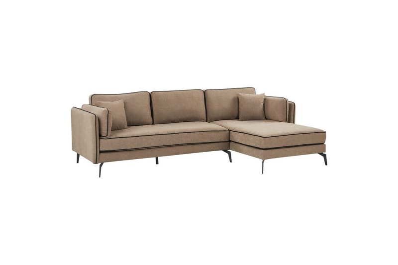 3-sitssoffa Beliani Altan Brun, Svart, Högervänd Beige Right-faced - Beige - Møbler - Sofaer - Sofa med chaiselong