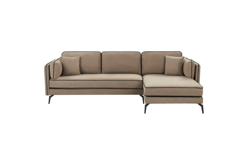 3-sitssoffa Beliani Altan Brun, Svart, Högervänd Beige Right-faced - Beige - Møbler - Sofaer - Sofa med chaiselong