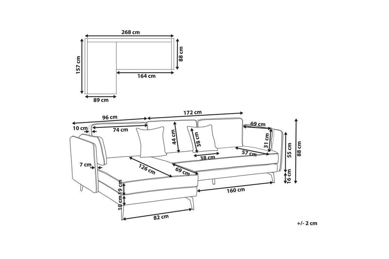 3-sitssoffa Beliani Altan Brun, Svart, Högervänd White||Black Left-faced - Møbler - Sofaer - Sofa med chaiselong