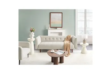 3-sitssoffa Beliani Byske Beige, mörkt trä Beige||Dark colored wood - Møbler - Sofaer - 3 personers sofa