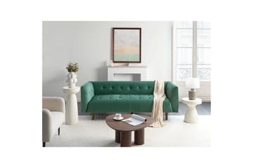 3-sitssoffa Beliani Byske Beige, mörkt trä Green||Dark colored wood - Møbler - Sofaer - 3 personers sofa