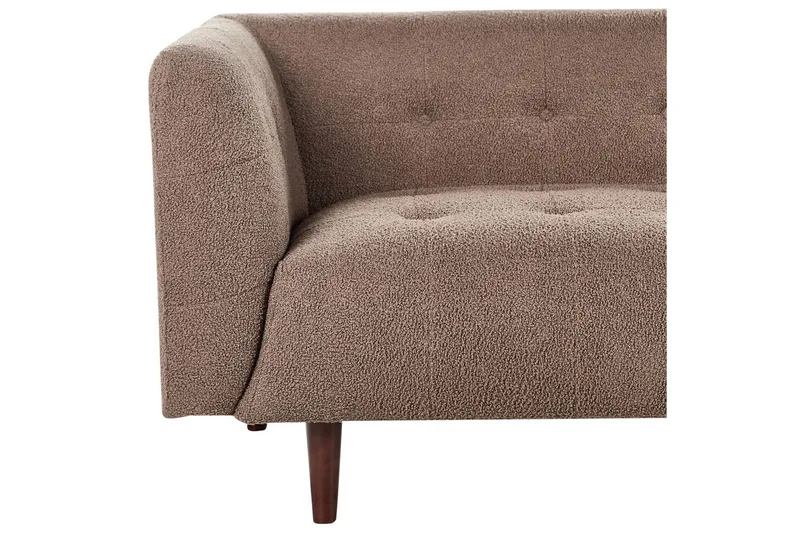 3-sitssoffa Beliani Byske Beige, mörkt trä NO_BRAND Brown||Dark colored wood - Møbler - Sofaer - 3 personers sofa