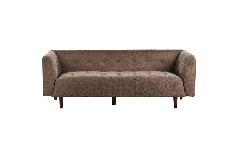 3-sitssoffa Beliani Byske Beige, mörkt trä NO_BRAND Brown||Dark colored wood - Møbler - Sofaer - 3 personers sofa