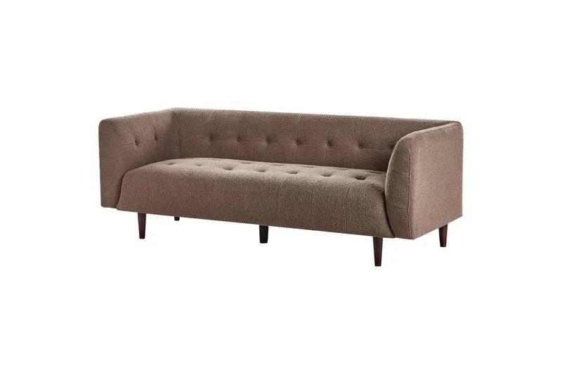 3-sitssoffa Beliani Byske Beige, mörkt trä NO_BRAND Brown||Dark colored wood - Møbler - Sofaer - 3 personers sofa