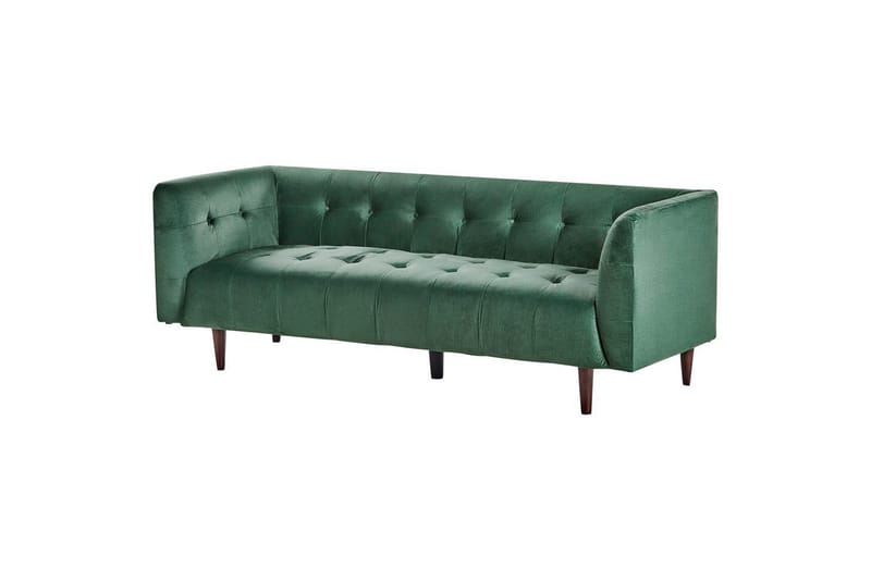 3-sitssoffa Beliani Byske Beige, mörkt trä NO_BRAND Green||Dark colored wood - Møbler - Sofaer - 3 personers sofa