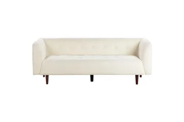 3-sitssoffa Beliani Byske Beige, mörkt trä White - Hvid - Møbler - Sofaer - 3 personers sofa