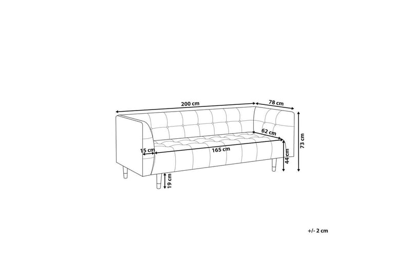 3-sitssoffa Beliani Byske Beige, mörkt trä White - Hvid - Møbler - Sofaer - 3 personers sofa