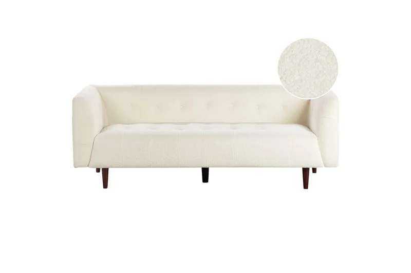 3-sitssoffa Beliani Byske Beige, mörkt trä White - Hvid - Møbler - Sofaer - 3 personers sofa
