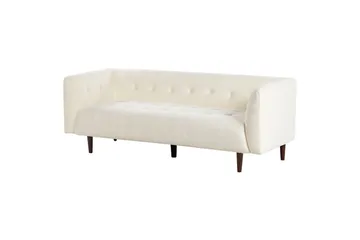 3-sitssoffa Beliani Byske Beige, mörkt trä White - Hvid - Møbler - Sofaer - 3 personers sofa