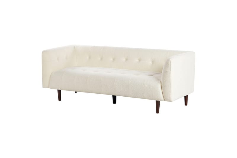 3-sitssoffa Beliani Byske Beige, mörkt trä White - Hvid - Møbler - Sofaer - 3 personers sofa