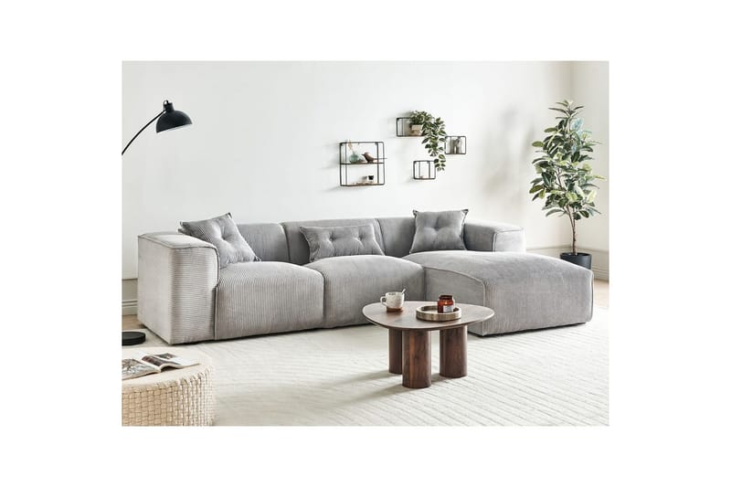 3-sitssoffa Beliani Dolva Grå, svart, Vänstervänd Grey - Grå - Møbler - Sofaer - Sofa med chaiselong