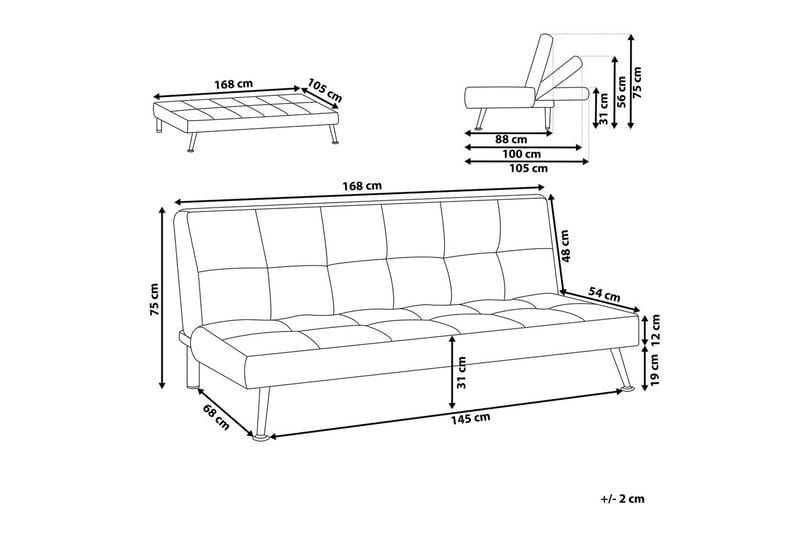 3-sitssoffa Beliani Hasle Beige, svart Beige, Black - Møbler - Sofaer - Sovesofaer