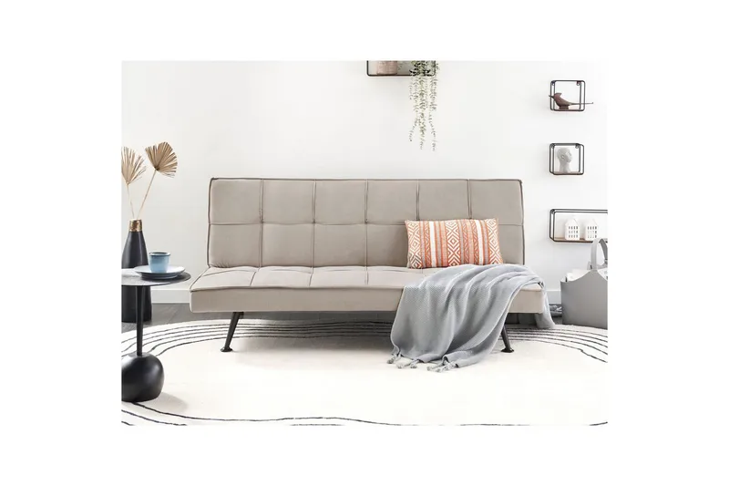 3-sitssoffa Beliani Hasle Beige, svart Beige, Black - Møbler - Sofaer - Sovesofaer