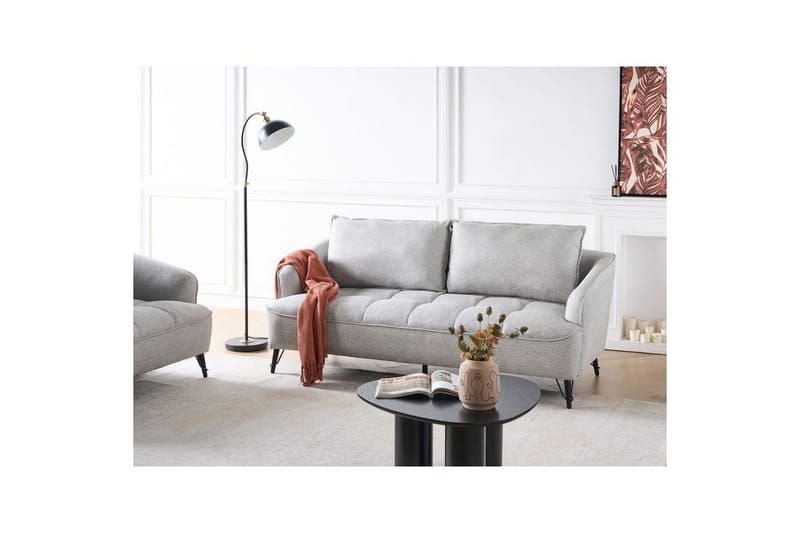 3-sitssoffa Beliani Hobro Brun, Svart Grey||Black - Møbler - Sofaer - 3 personers sofa