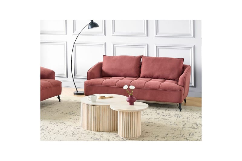 3-sitssoffa Beliani Hobro Brun, Svart NO_BRAND Pink - Lyserød - Møbler - Sofaer - 3 personers sofa