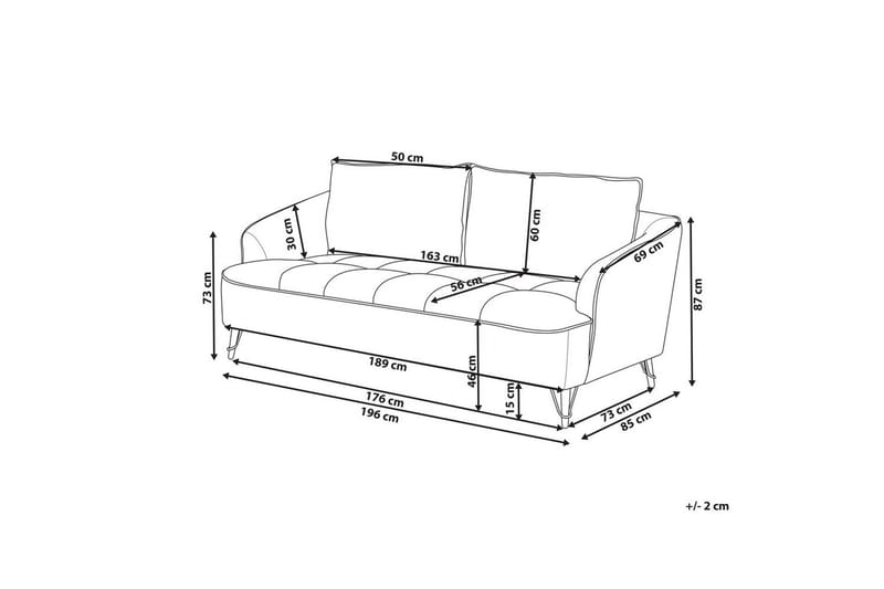 3-sitssoffa Beliani Hobro Brun, Svart NO_BRAND Pink - Lyserød - Møbler - Sofaer - 3 personers sofa