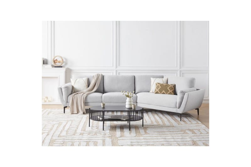 3-sitssoffa Beliani Kansseli Beige, svart Grey - Grå - Møbler - Sofaer - 3 personers sofa