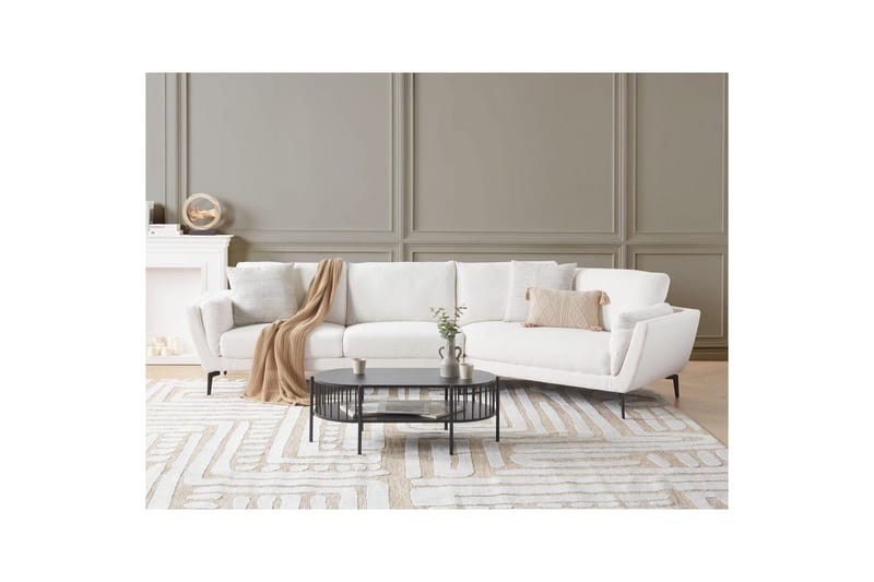 3-sitssoffa Beliani Kansseli Beige, svart White||Black - Møbler - Sofaer - 3 personers sofa