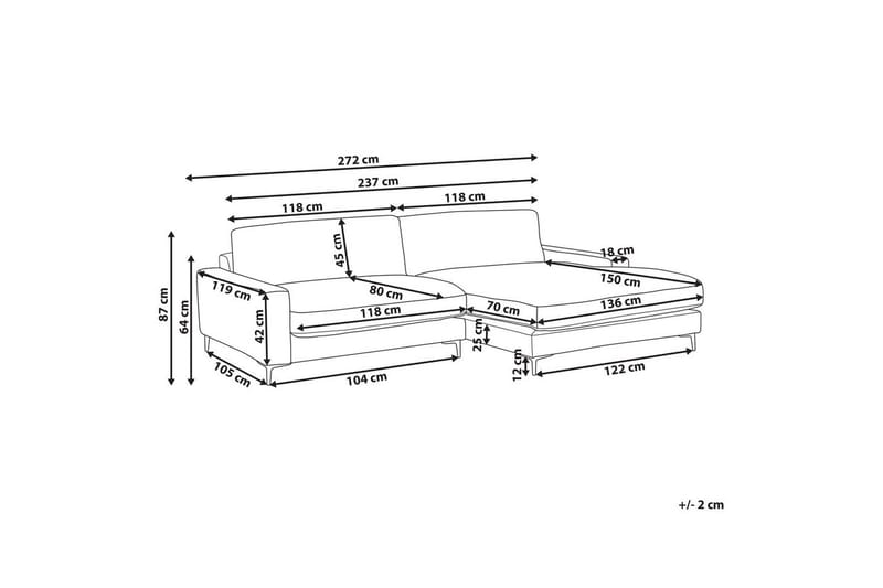 3-sitssoffa Beliani Maloy Högervänd NO_BRAND Right-faced - Møbler - Sofaer - Sofa med chaiselong