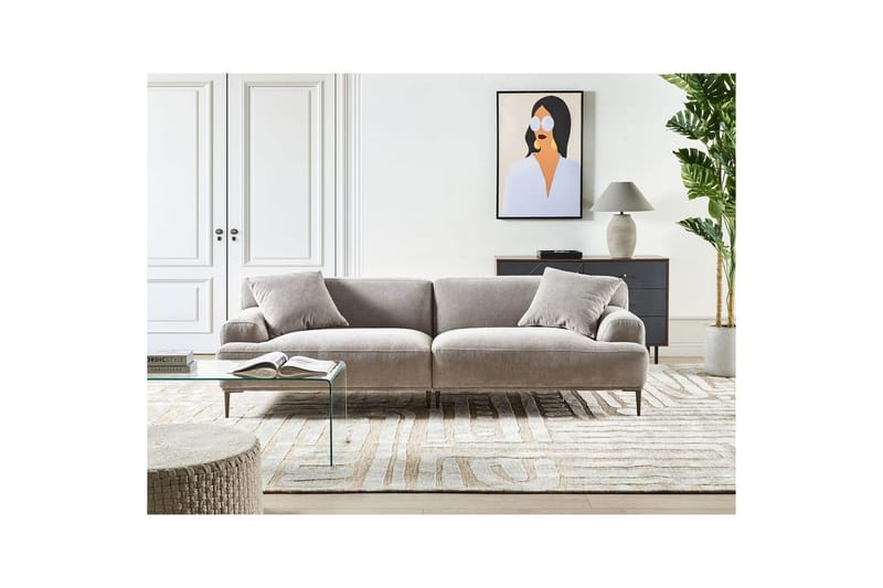 3-sitssoffa Beliani Matila Beige, brun Grey||Brown - Møbler - Sofaer - 3 personers sofa