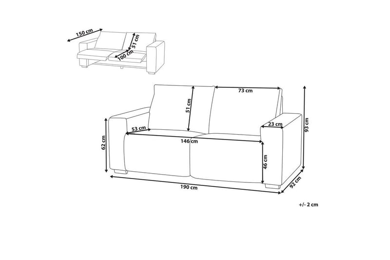3-sitssoffa Beliani Nukari Orange, Svart Orange - Orange - Møbler - Sofaer - 3 personers sofa