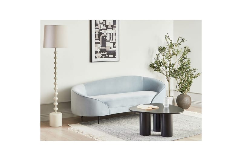 3-sitssoffa Beliani Savar Blå, Svart blue||Black - Møbler - Sofaer - Velour sofaer