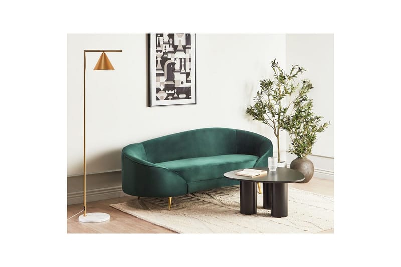 3-sitssoffa Beliani Savar Blå, Svart NO_BRAND Dark green||GOLD - Møbler - Sofaer - Velour sofaer