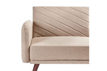 3-sitssoffa Beliani Senja Beige, mörkt trä, guld Beige - Beige - Møbler - Sofaer - Sovesofaer