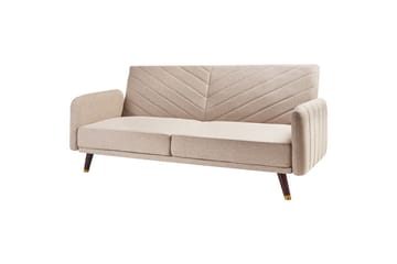 3-sitssoffa Beliani Senja Beige, mörkt trä, guld Beige - Beige - Møbler - Sofaer - Sovesofaer