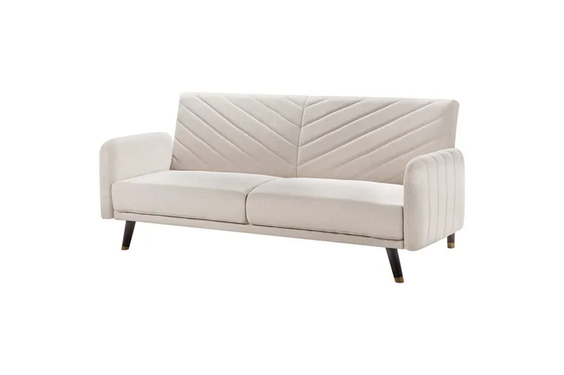 3-sitssoffa Beliani Senja Beige, mörkt trä, guld Beige||Dark colored wood||GOLD - Møbler - Sofaer - Sovesofaer