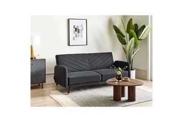 3-sitssoffa Beliani Senja Beige, mörkt trä, guld Black||Dark colored wood||GOLD - Møbler - Sofaer - Sovesofaer
