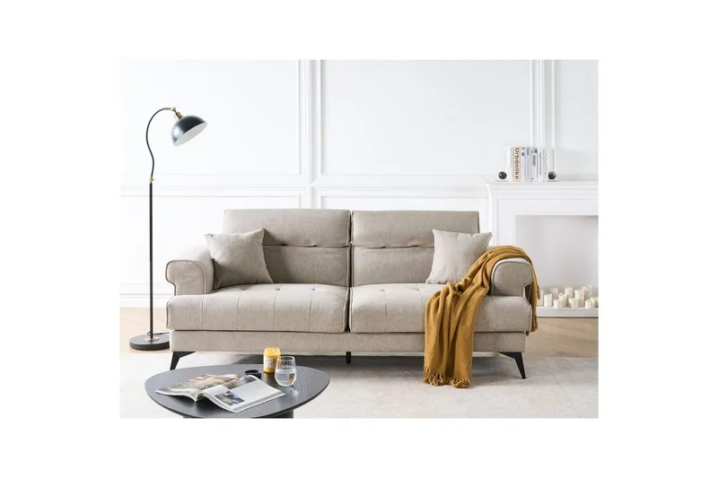 3-sitssoffa Beliani Skive Beige NO_BRAND Beige VALUE_MISSING_1 - Møbler - Sofaer - 3 personers sofa